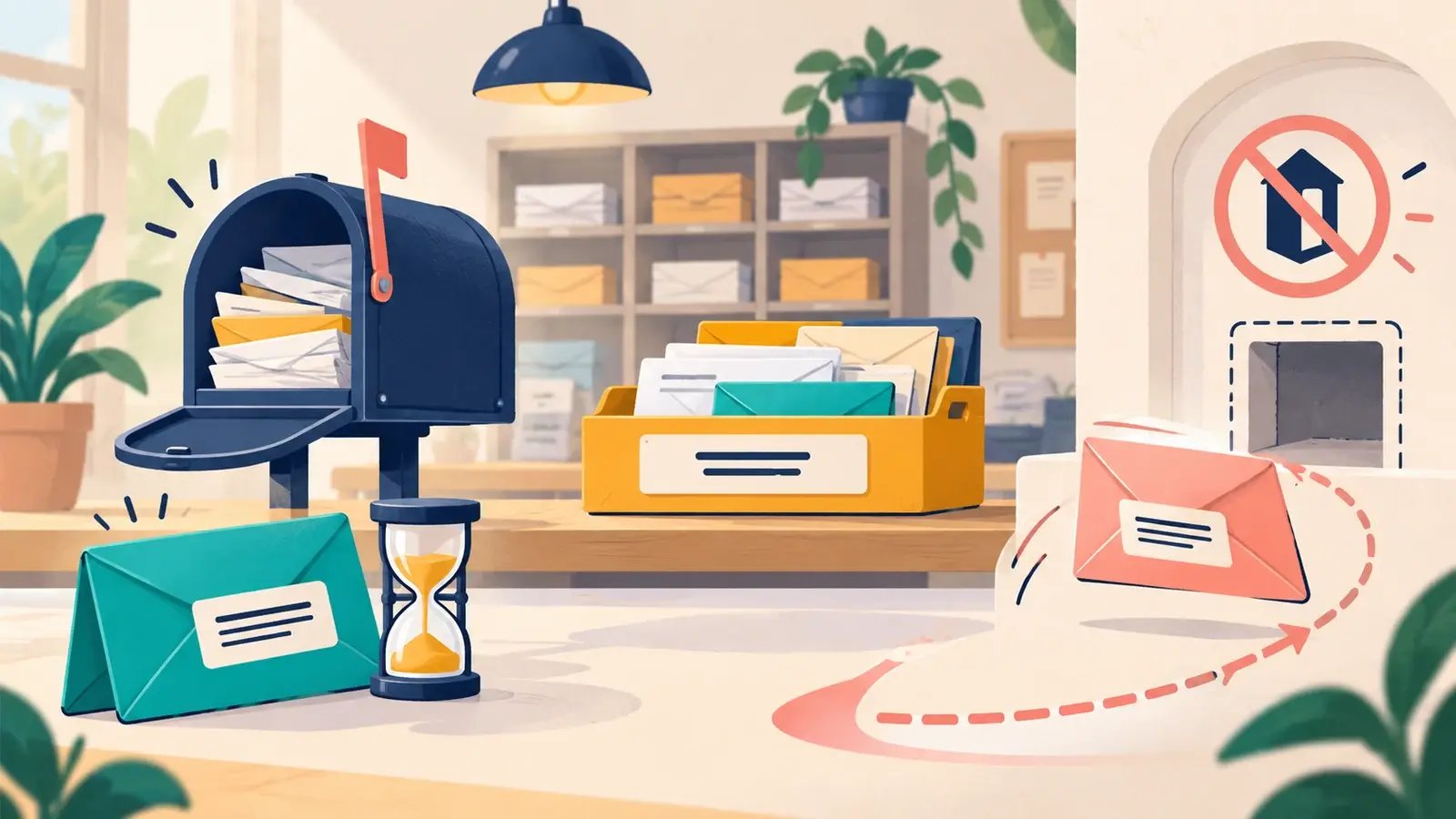 Undelivered mail faces a temporary full mailbox and a permanently unavailable address.