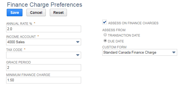 Finance Charge Preference