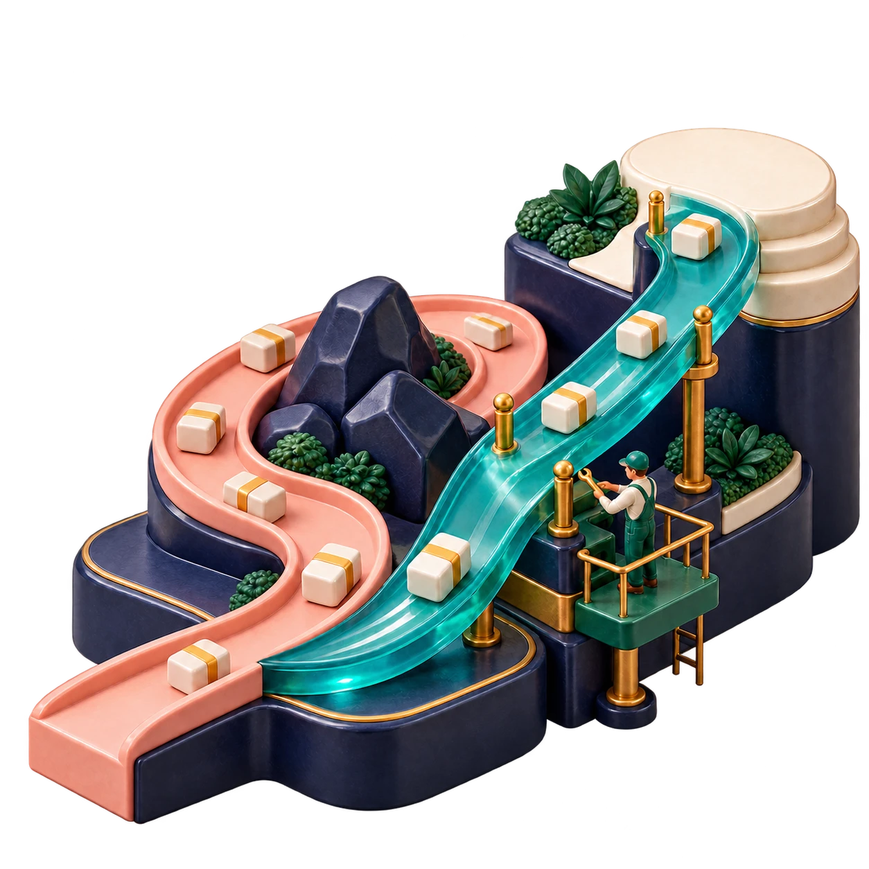Sculptural optimized bypass moves work smoothly past an old process bottleneck