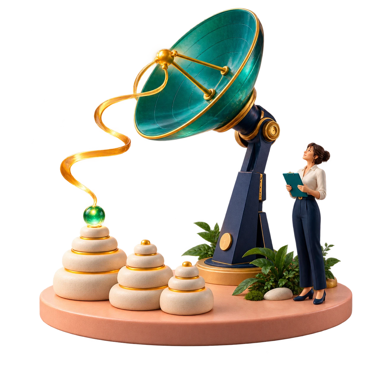 A miniature change observatory with an instrument dish and a measured signal path